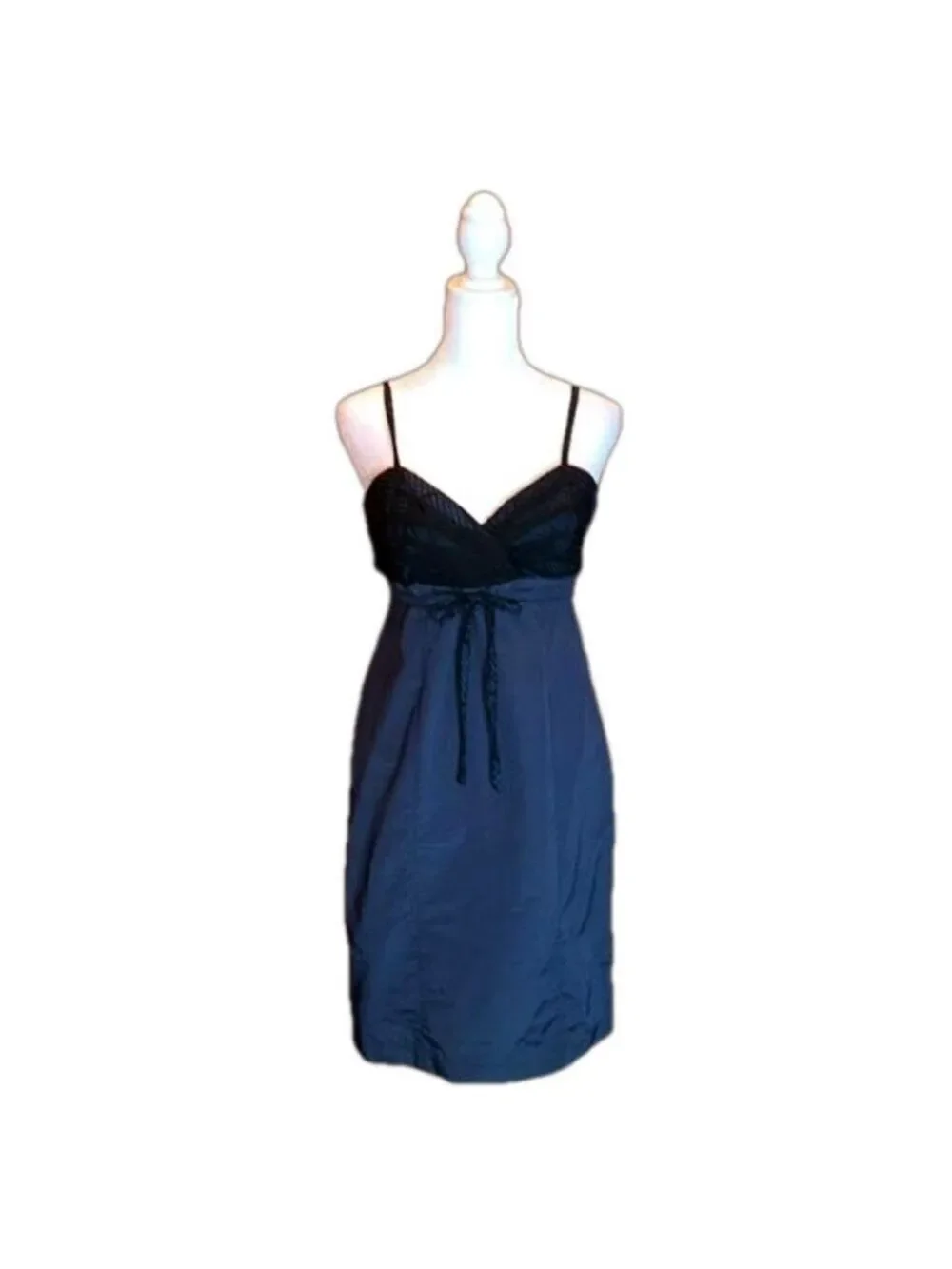 MARC NEW YORK by Andrew Marc Navy w/ Black Lace Trim Cocktail Dress Size 4